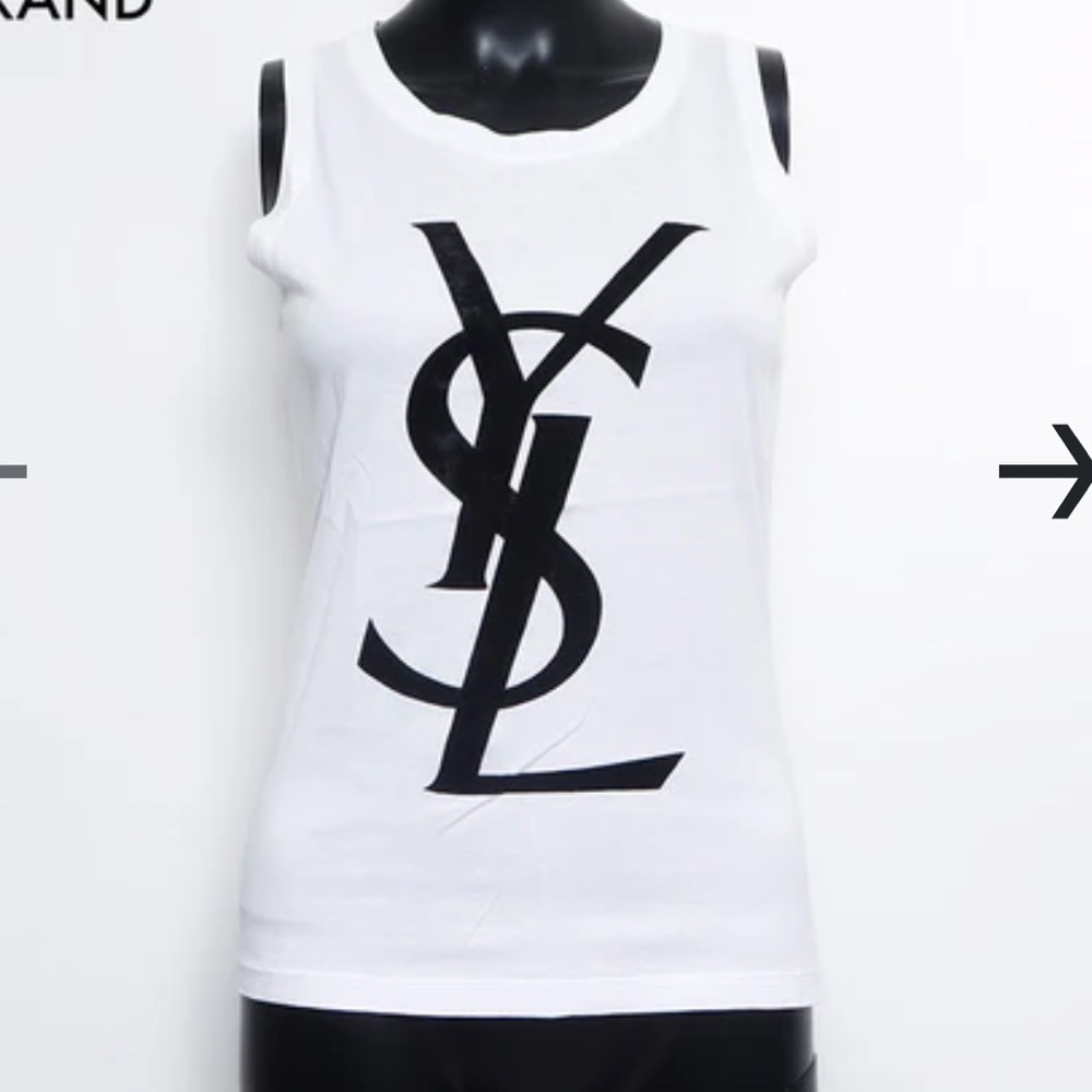 Yves Saint Laurent White Tank Top with Black Logo